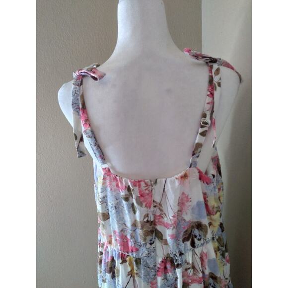 Lane Bryant Dress Multicolored Pastel Floral Sz 14 Tie Straps Tiered Easter... - Picture 6 of 10